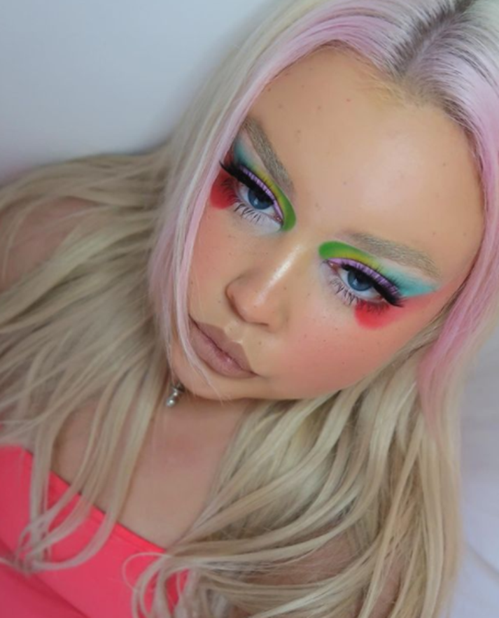 Vibrant multicolor eye makeup