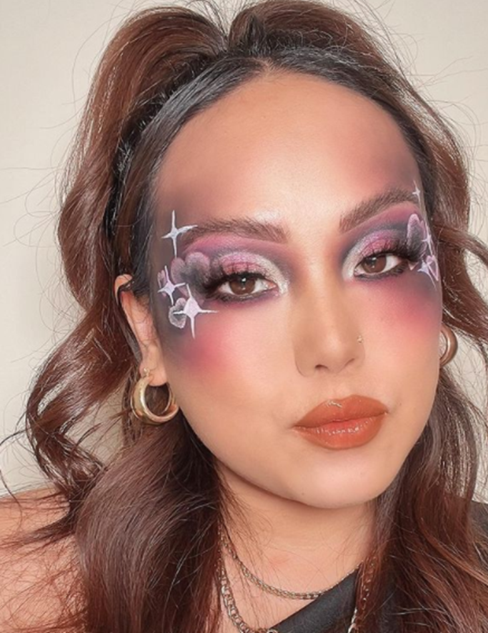 Fantasy-inspired makeup with graphic elements