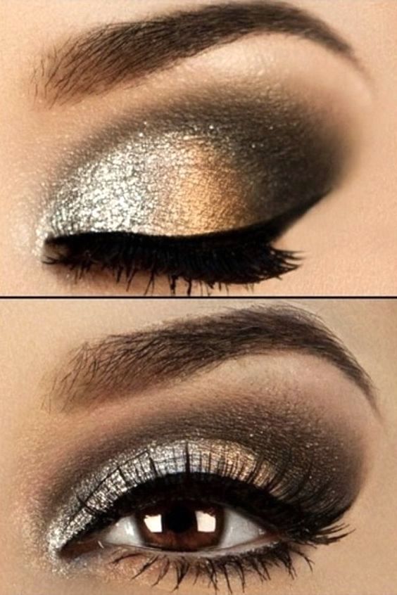 Dramatic metallic smokey eye makeup