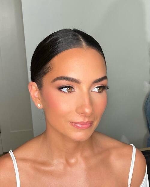 Soft glam with sleek hair