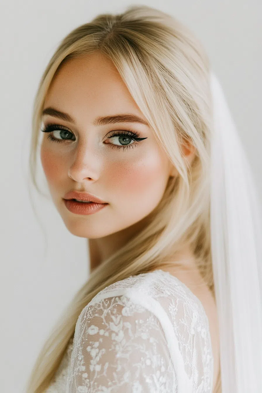 Romantic bridal makeup with soft pinks