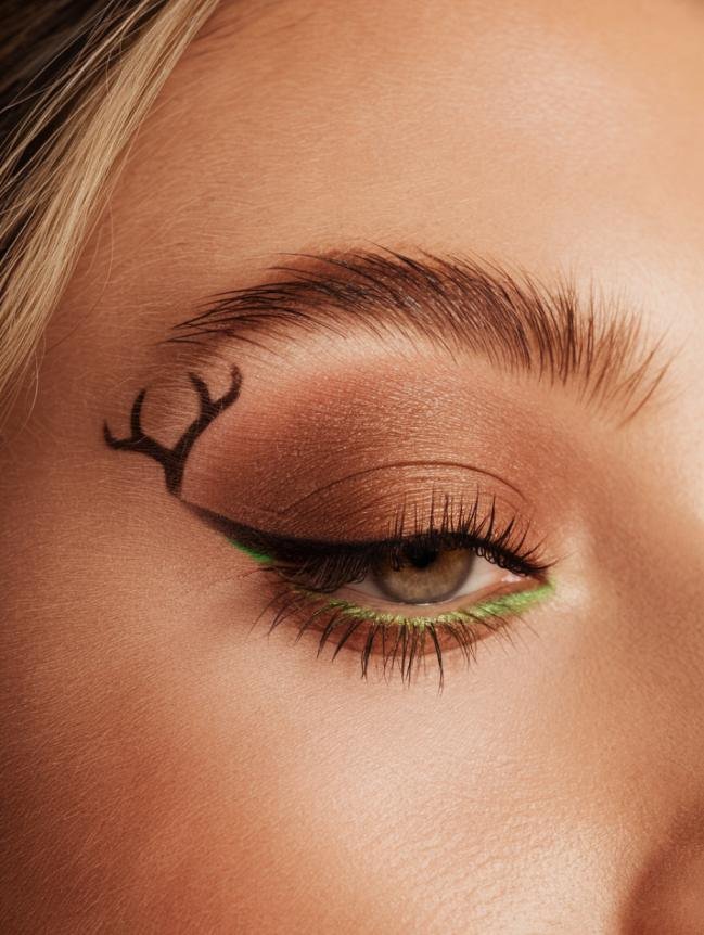 Brown shadow with green liner accent