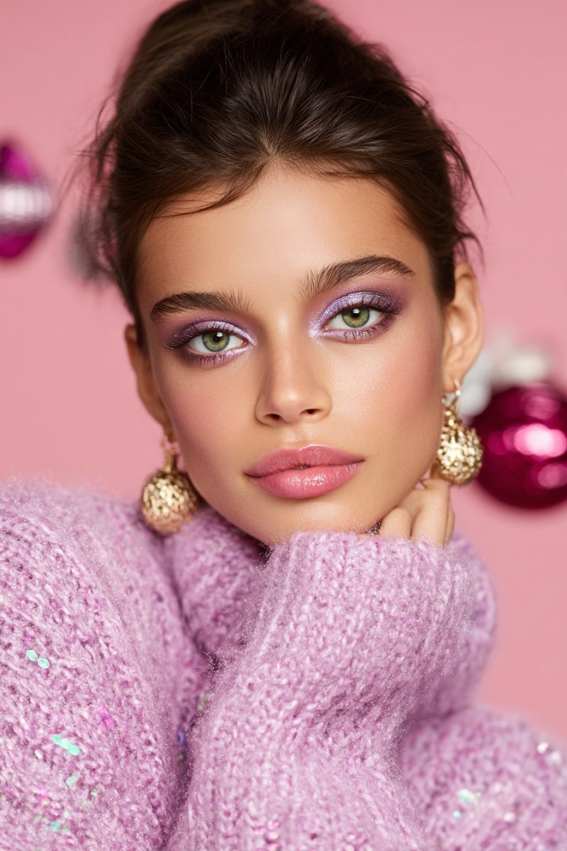 Lavender eyes with green liner