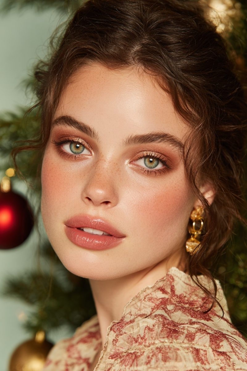 Warm bronzes with green accents