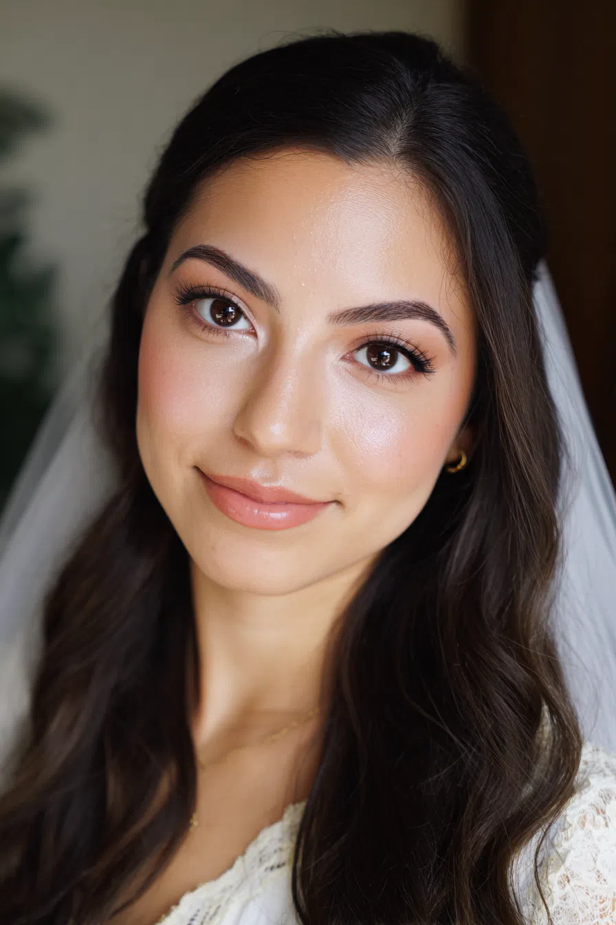 Effortless elegance and youthful glowing wedding makeup