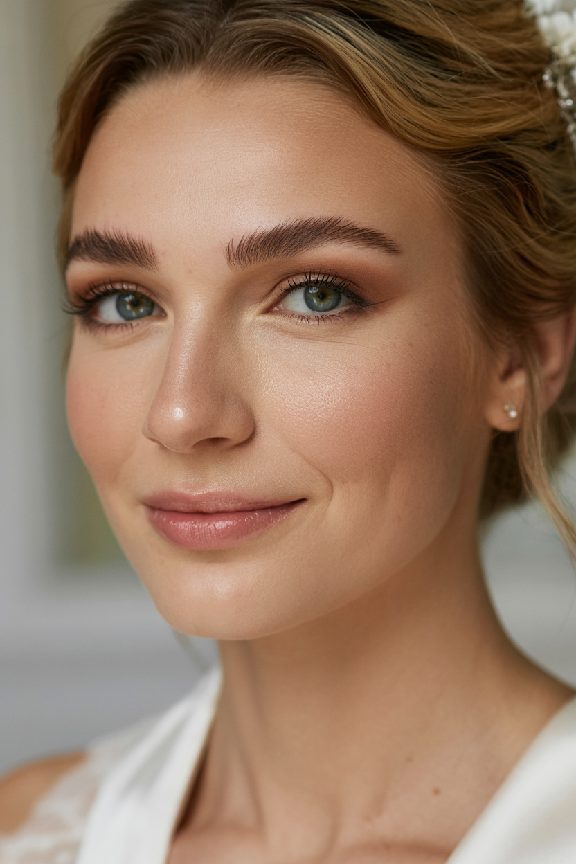 Natural beauty with subtle makeup definition for weddings