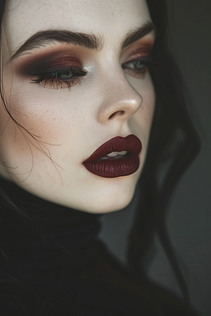 Dark red lipstick dramatic vamp
