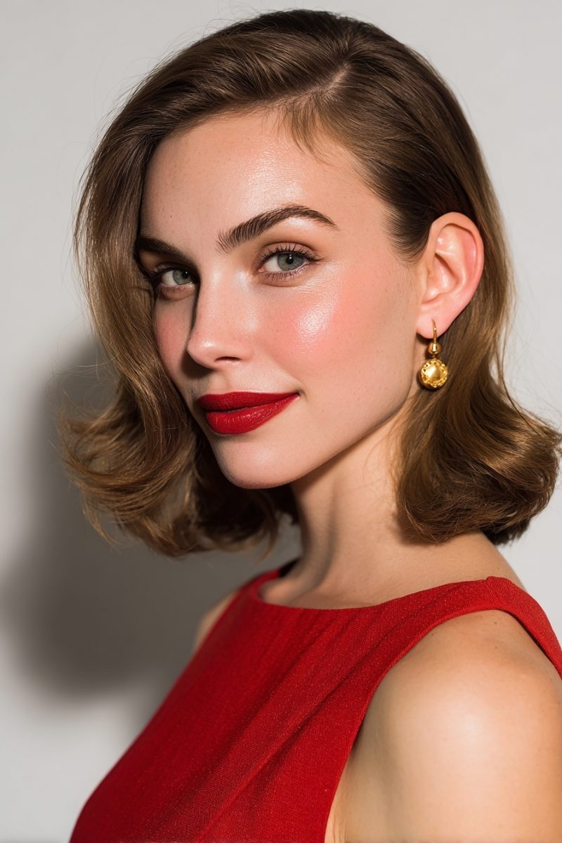 Chic red lipstick retro waves
