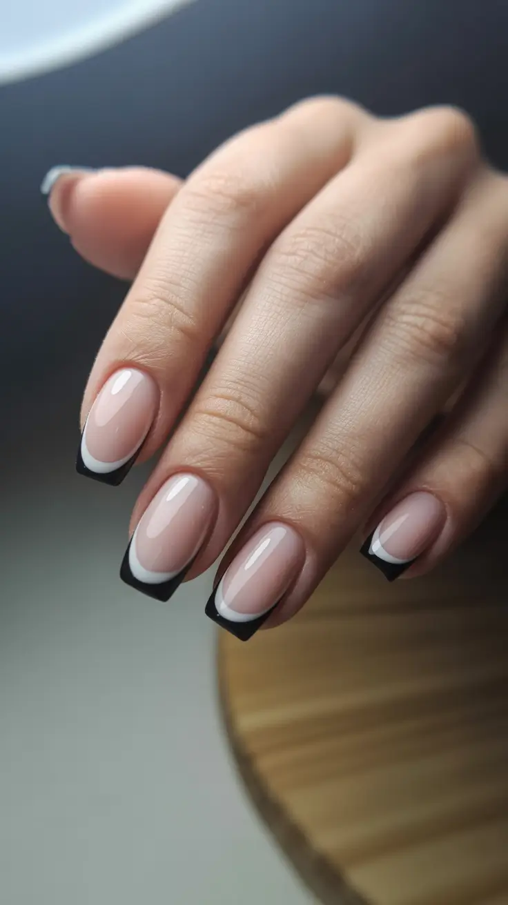 Blue floral French tips with playful design