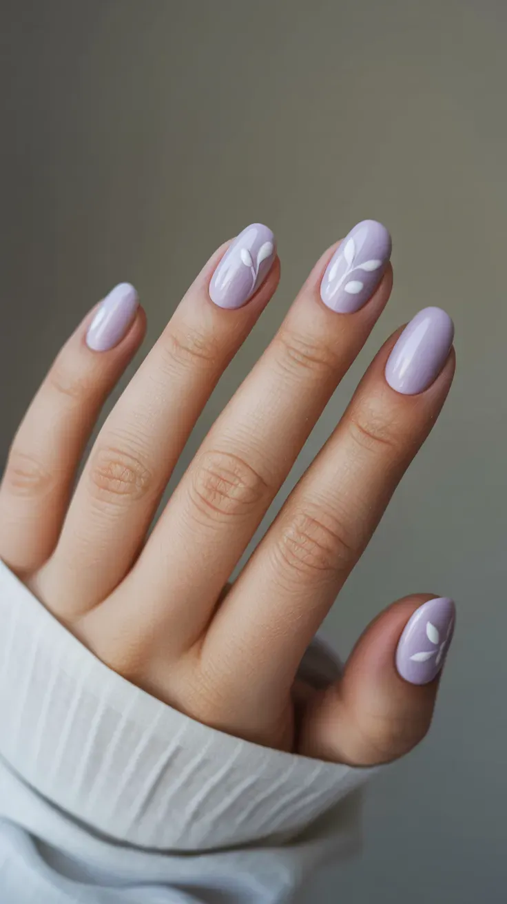 Lavender nails with petal accents, Pinterest nail art, soft elegance