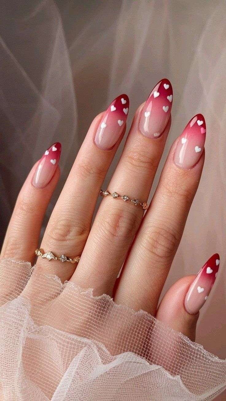 Pink ombre nails with heart details, Pinterest nail art, romantic gradient