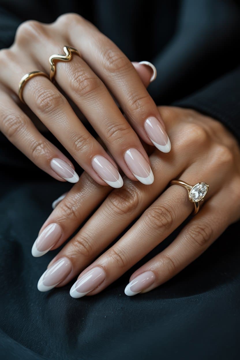 Classic French almond nails, Pinterest nail art, timeless elegance