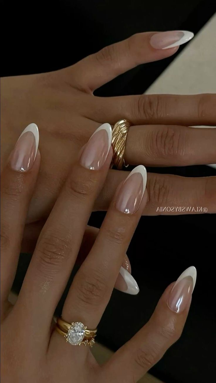 Pearlescent French tips, Pinterest nail art, elegant shimmer