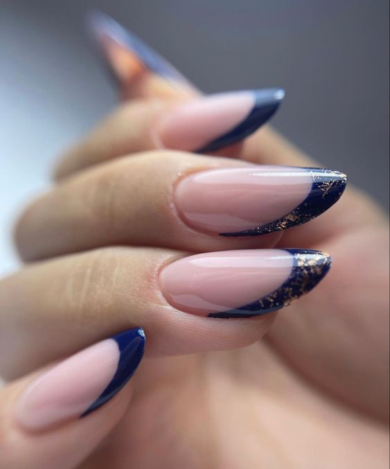 Navy and pink stiletto nails, Pinterest nail art, chic and dramatic