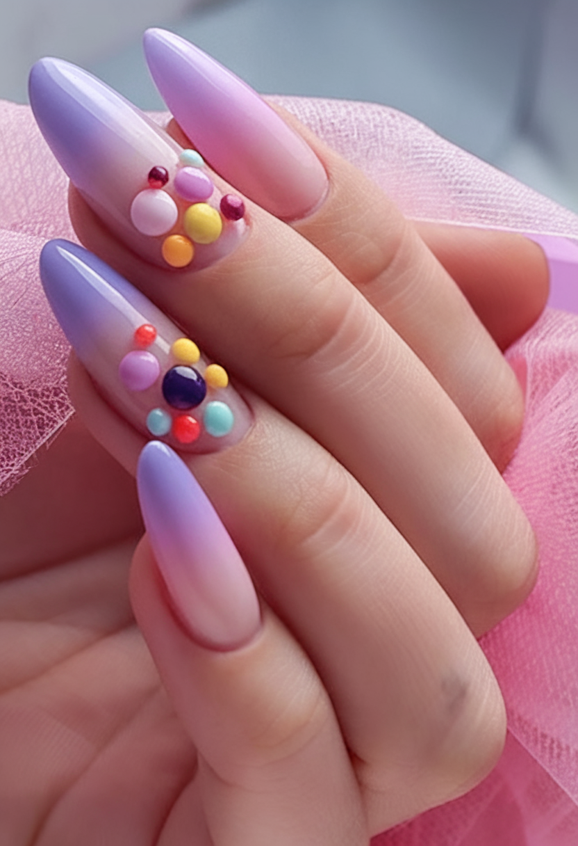 Pastel ombre nails with candy accents, Pinterest nail art, playful design