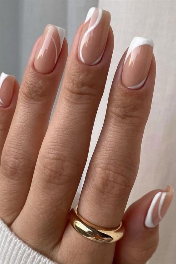Abstract French manicure with a modern twist.