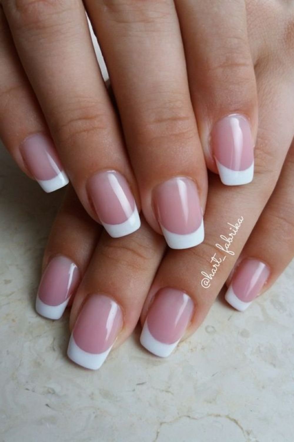 Traditional French manicure with white tips