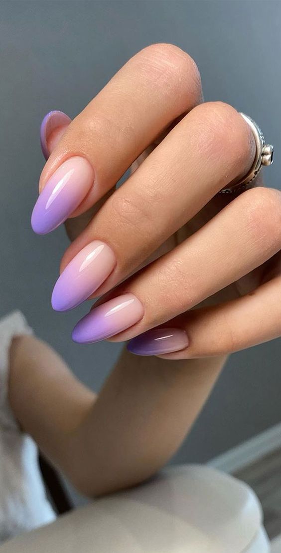 Lavender ombre nails with glossy finish