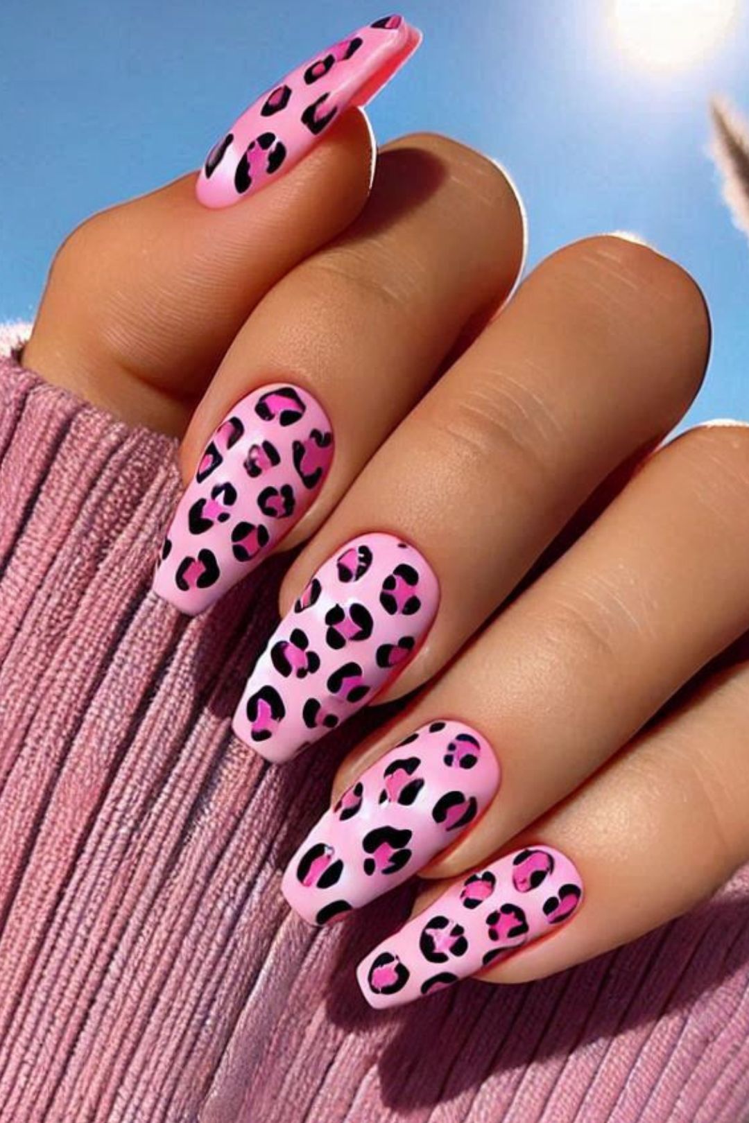 Pink leopard nails, playful manicure, Pinterest fun