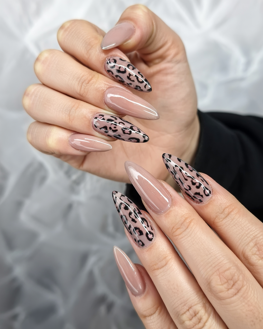 Leopard and nude nails, sophisticated manicure, Pinterest elegance