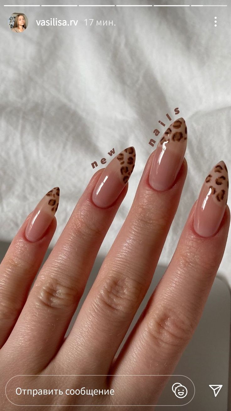 Classic leopard tip nails, elegant design, Pinterest style