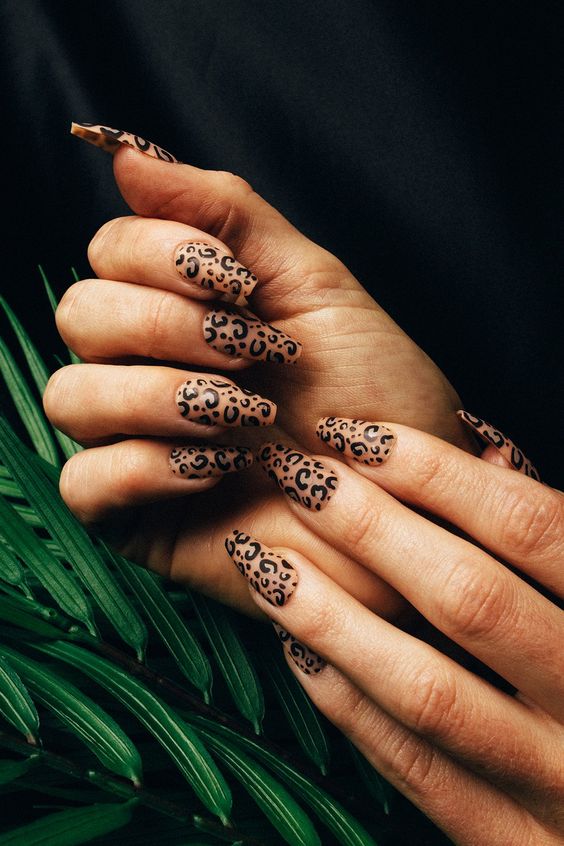 All-over leopard nails, dramatic design, Pinterest inspiration
