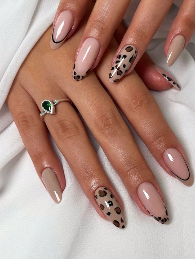 Leopard and French twist nails, elegant design, Pinterest trend