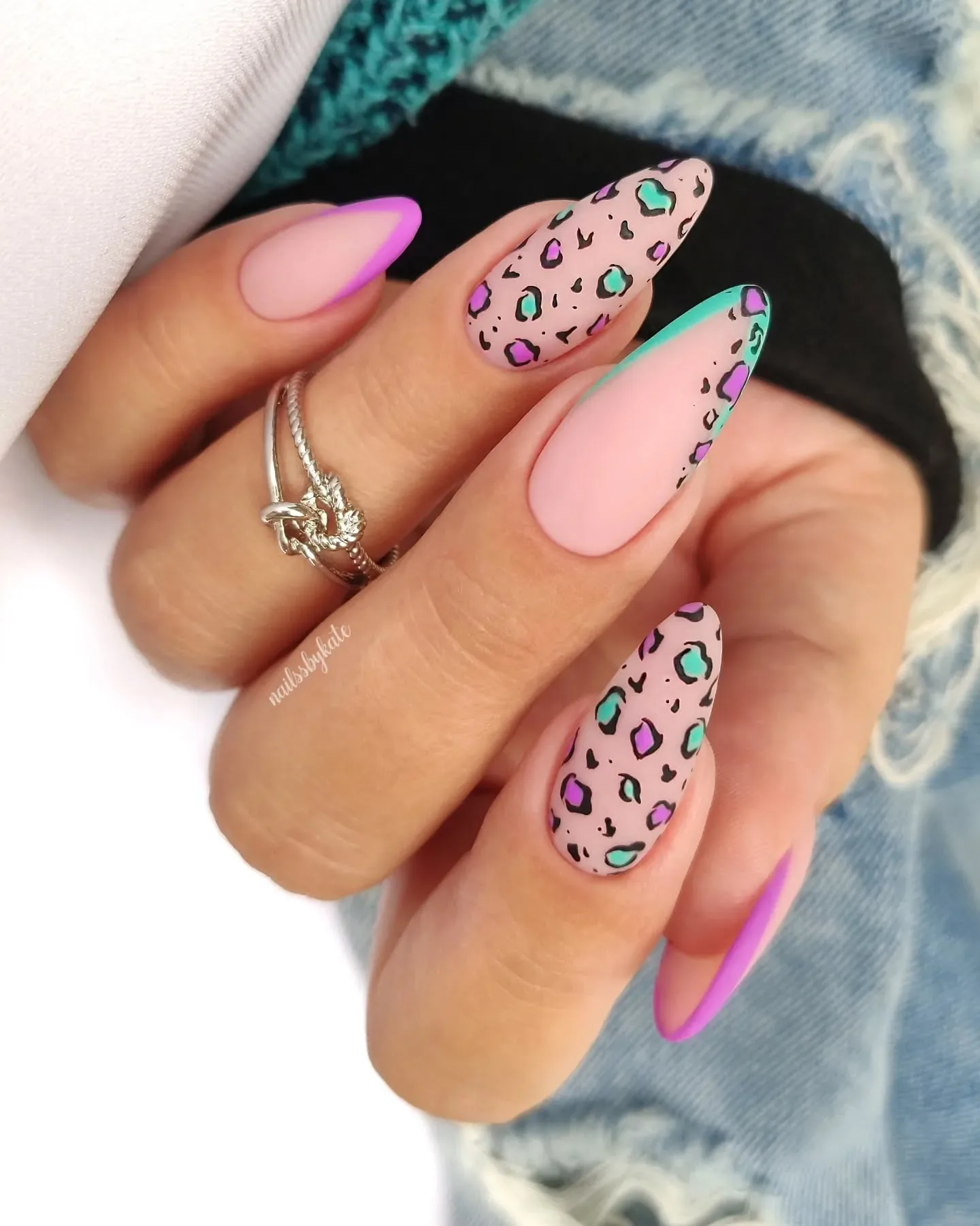Neon leopard nails, vibrant manicure, Pinterest fun