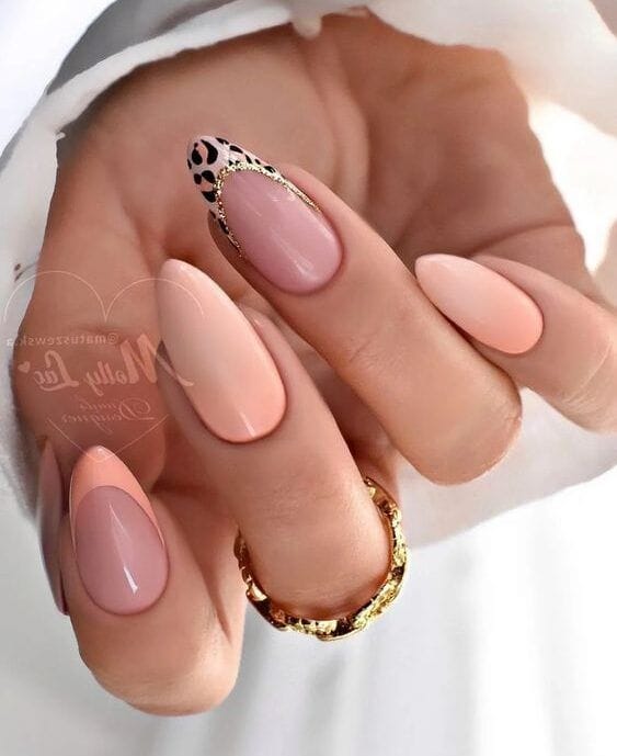 Subtle leopard accent nails, elegant design, Pinterest inspiration
