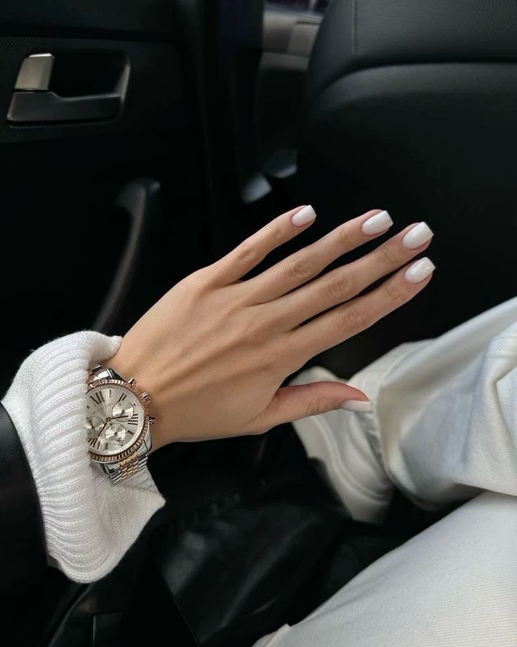 Timeless white nails, classic chic.