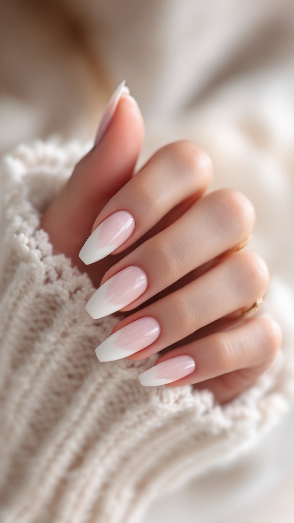 Ombre French almond nails, Pinterest classic.