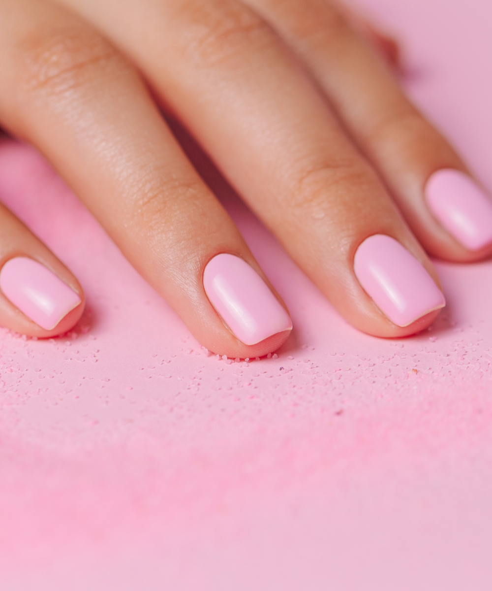 Bubblegum pink short nails, Pinterest classic.
