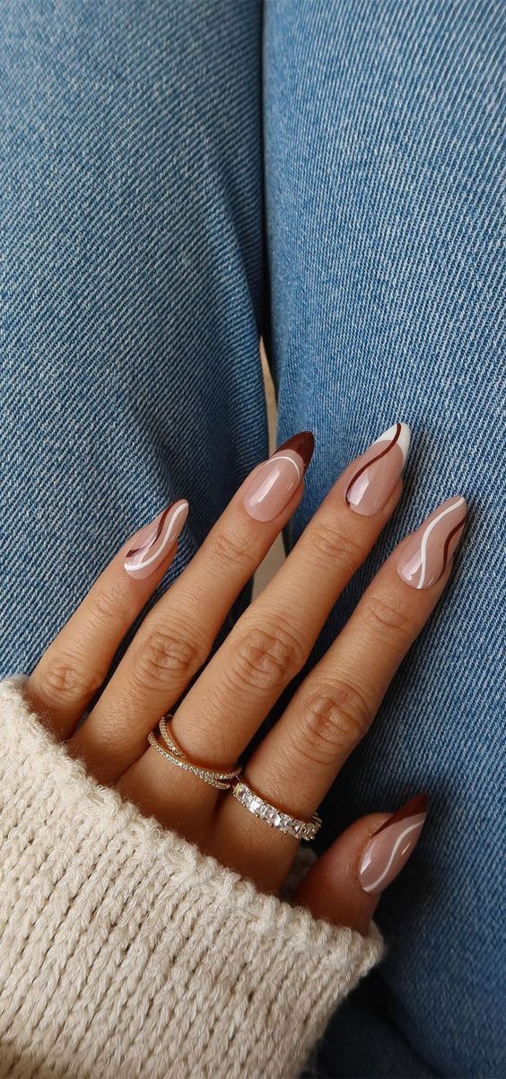 Neutral swirl nails, Pinterest nail design.
