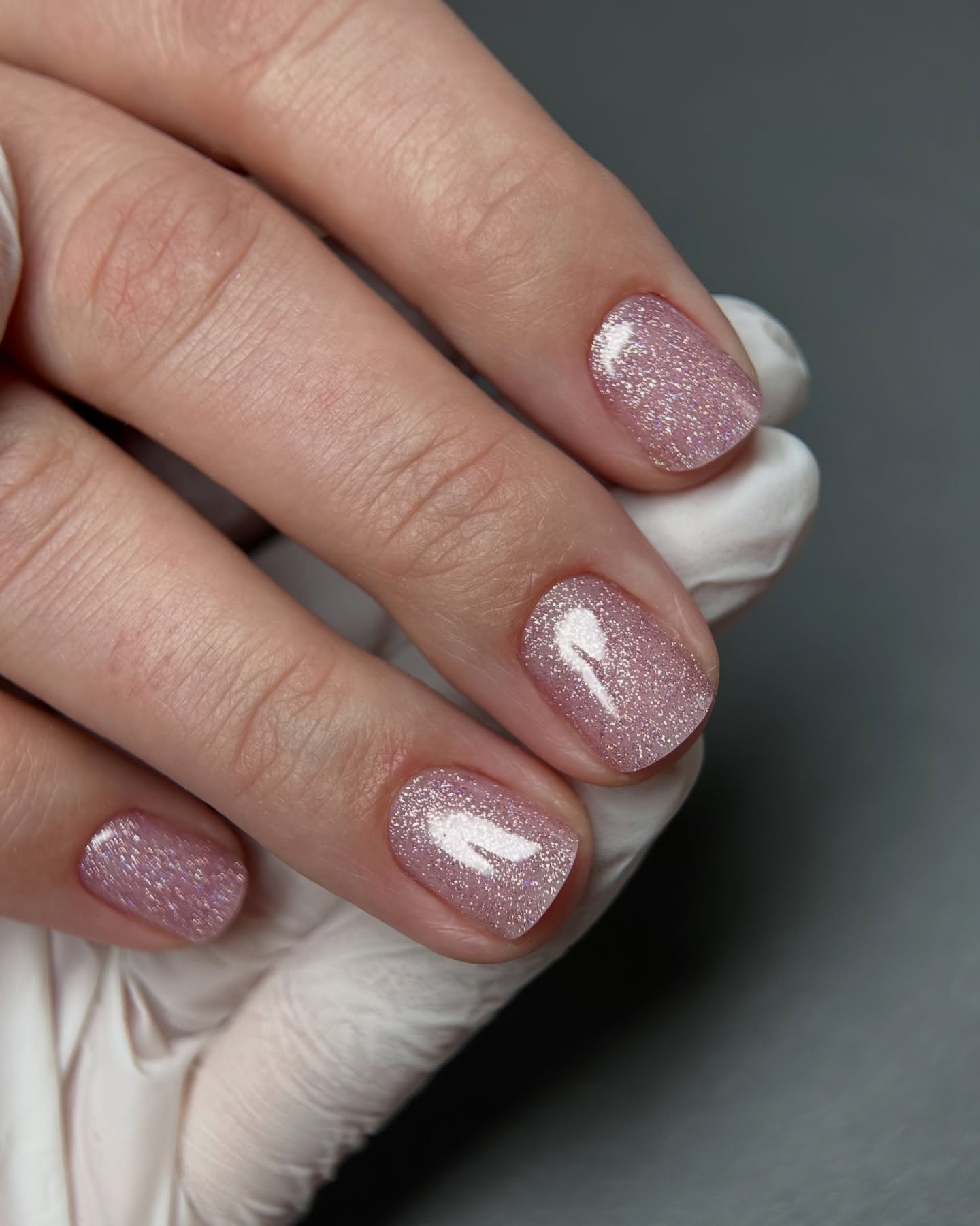 Mauve shimmer nails, Pinterest nail color inspiration.