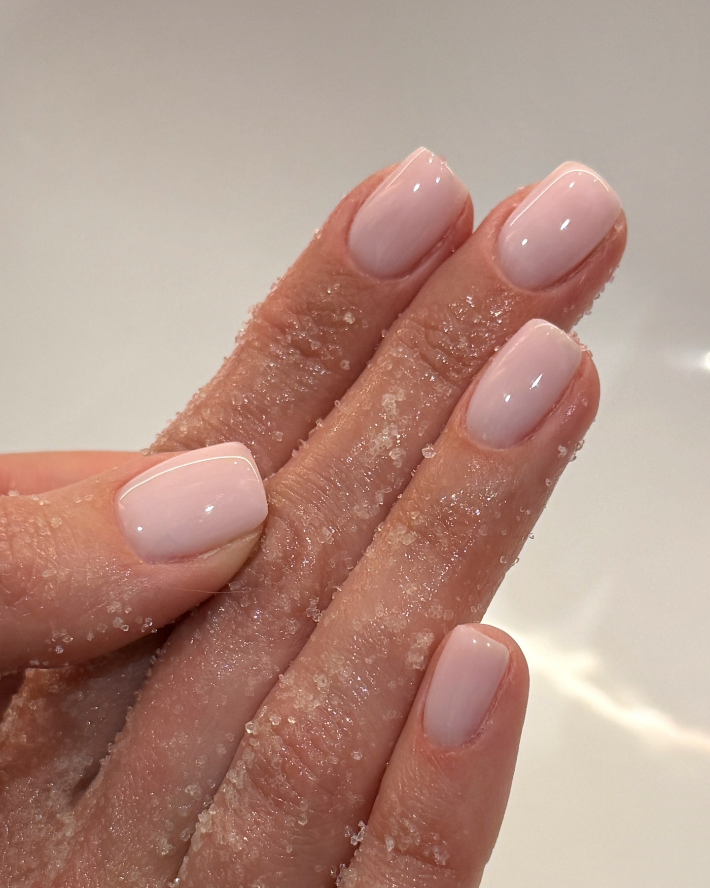 Soft pastel pink nails, Pinterest nail trend.