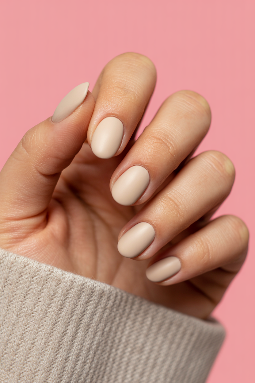 Matte beige nails, Pinterest minimalist nails.