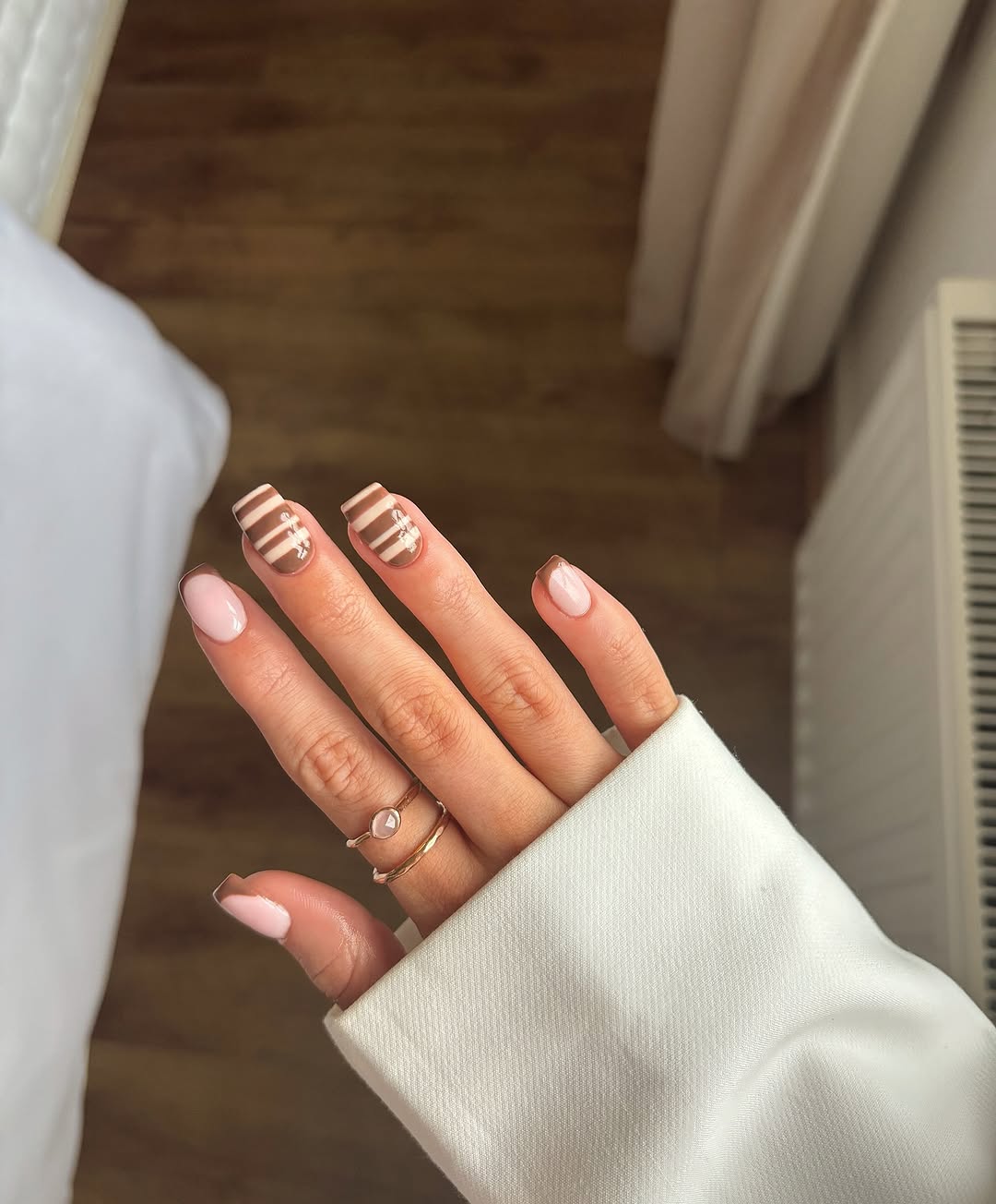 Striped pink nails, Pinterest playful nails.