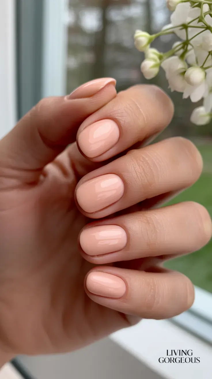 Peach nude nails, Pinterest simple nails.