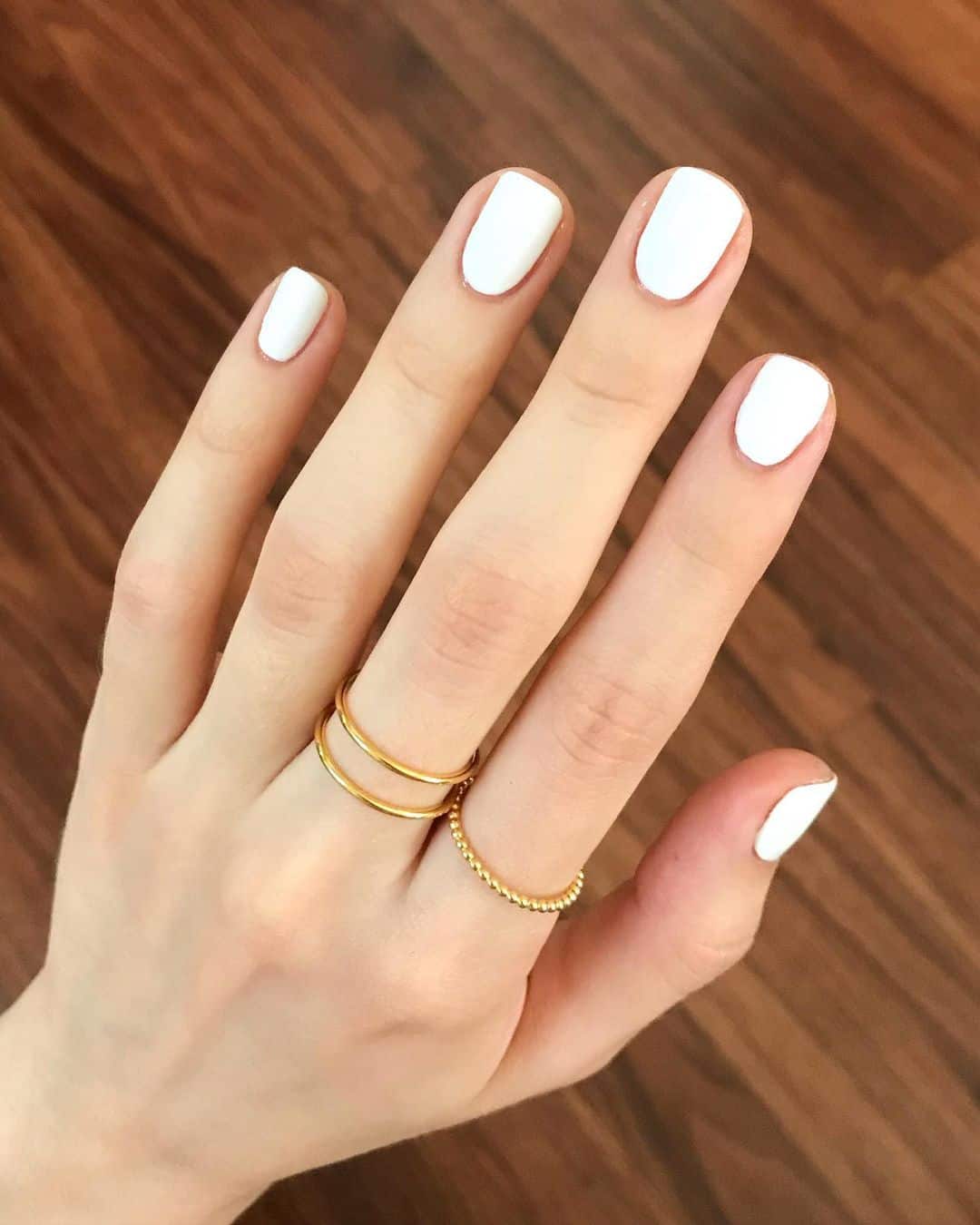 Pure white short nails with glossy finish, minimalist chic, Pinterest clean nails.