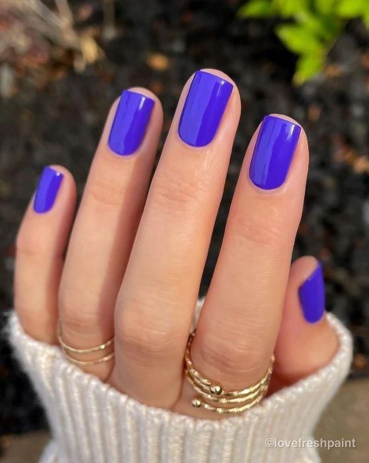 Cobalt blue nails, bold and striking, trendy color.