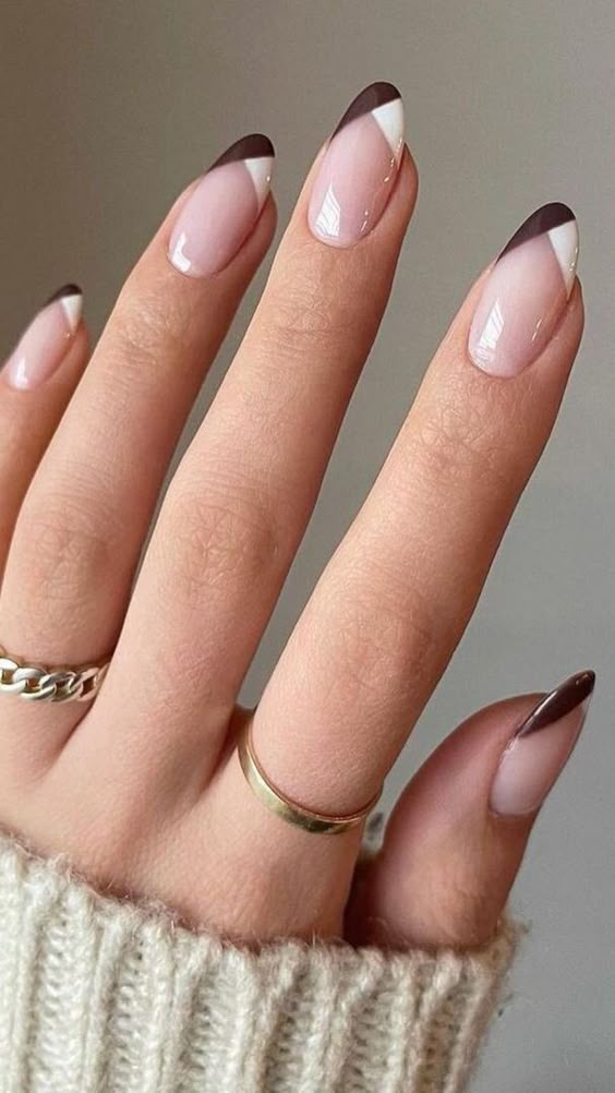 Modern French manicure with a dark twist, Pinterest-style nail art inspiration