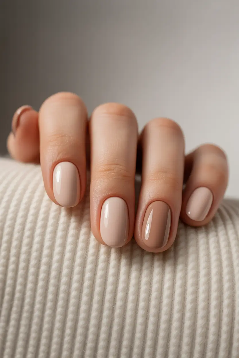 Neutral nude nails, elegant and versatile