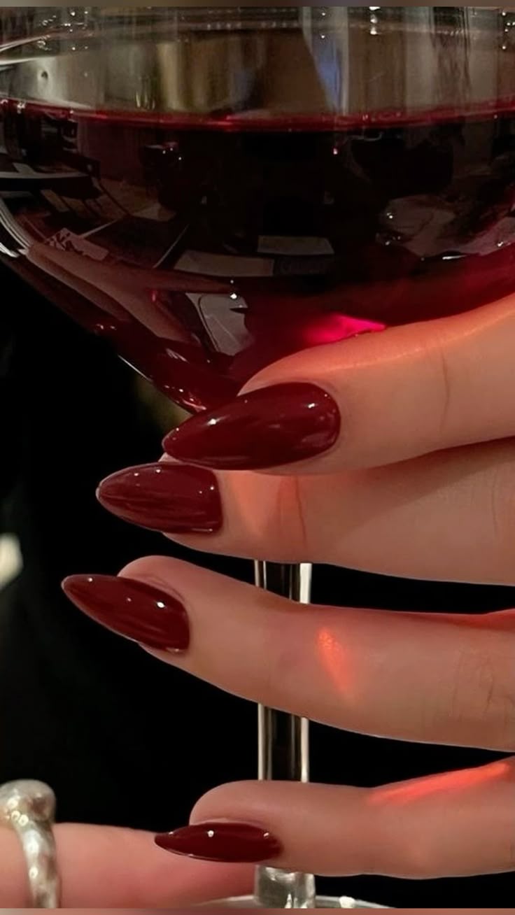 Burgundy nails, dramatic and elegant