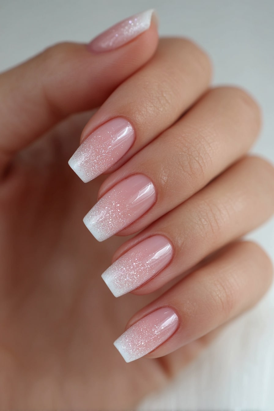 Glitter ombre nails, glamorous and sparkling