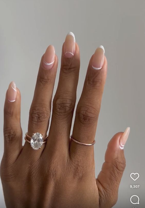 Modern French nails with thin tips, elegant and refined