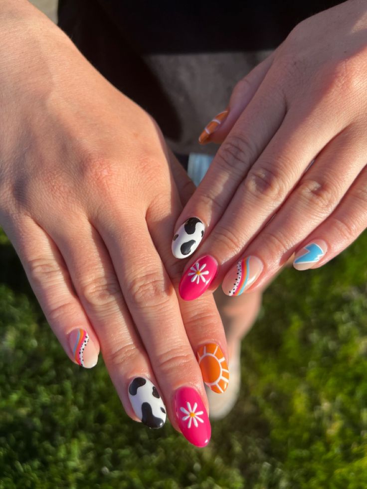 Eclectic mix nails, perfect for artistic vacation styles