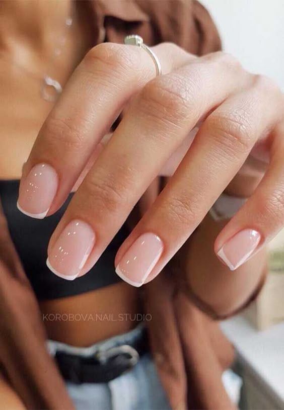 Classic French manicure, elegant simplicity