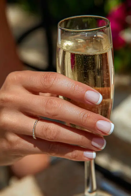 Classic French manicure with short nails